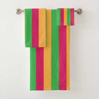 Green Pink Orange Vertical Stripes Pattern 