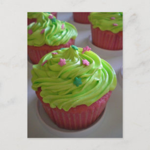 Green Pink party shower Cupcakes Postcards