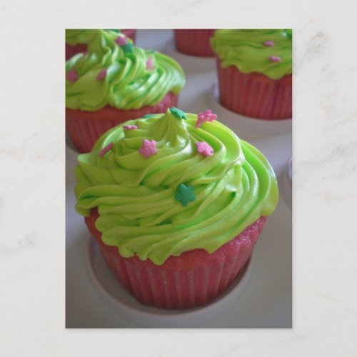 Green Pink party shower Cupcakes Postcards