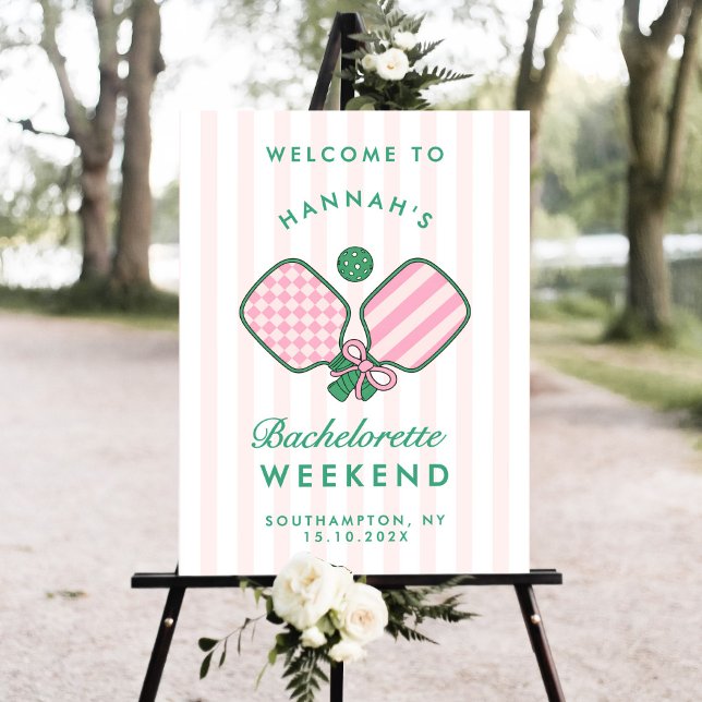 Green & Pink Pickleball Bach Party Welcome Sign (Creator Uploaded)