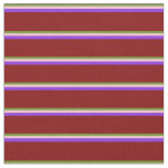 [ Thumbnail: Green, Pink, Purple & Maroon Stripes Fabric ]