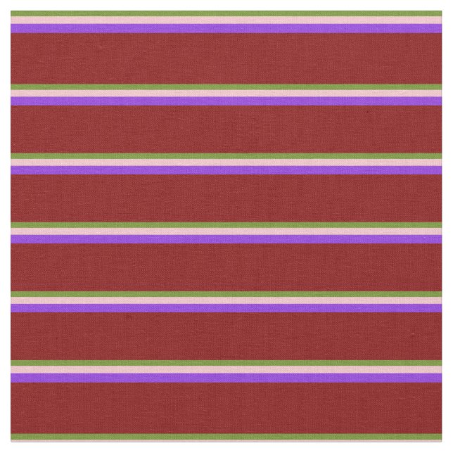Green, Pink, Purple & Maroon Stripes Fabric (Close Up)