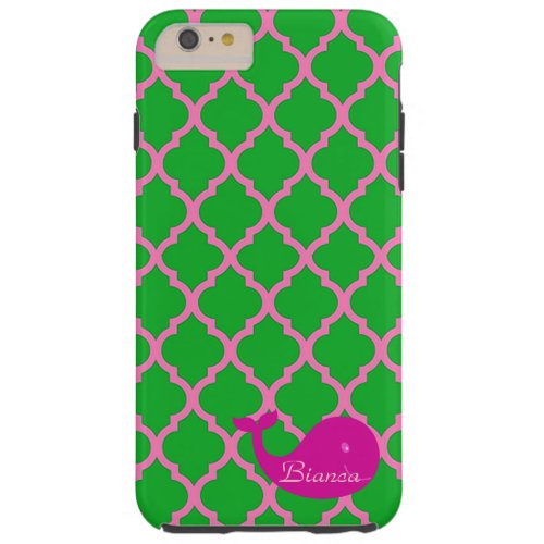 GreenPink Quatrefoil Pink Whale iPhone6 Case