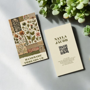 Green Pink Quilt and Patchwork Handmade Clothing Business Card