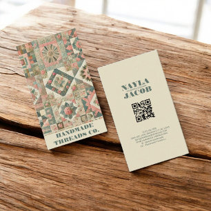 Green Pink Quilt and Patchwork Handmade Clothing Business Card