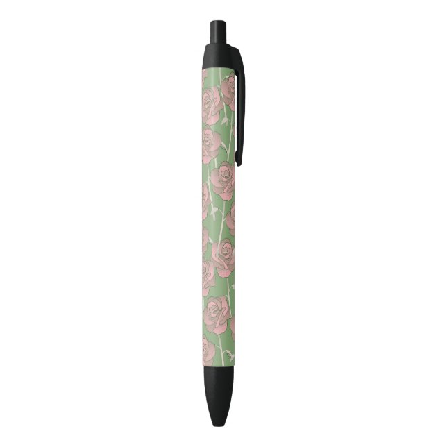 Green Pink Rose Retro Y2K 70s Flower Pattern Pen (Bottom (Vertical))