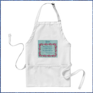 Green & Pink Roses inspirational Gratitude Quote Adult Apron