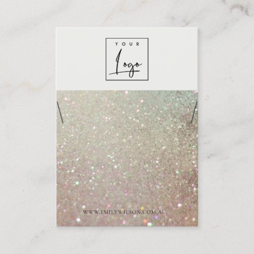 Green Pink Silver Sparkle Glitter Necklace Display Business Card