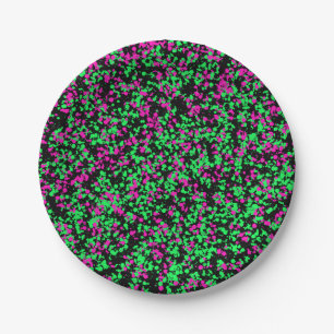 Green Pink Splattered Paint Paper Plates