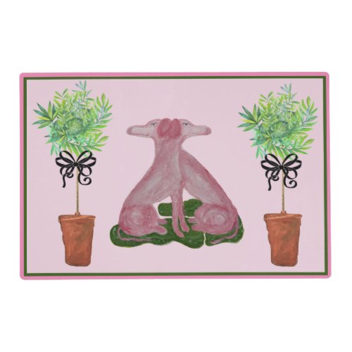 Green Pink Staffordshire Dogs Placemat