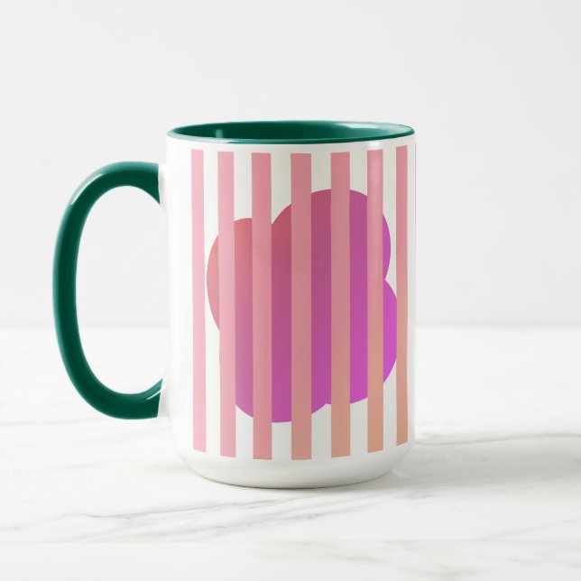 Green & Pink Stripe Simple Gift– Two-Tone Mug (Left)