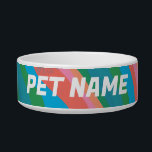 Green Pink Stripes Customized Dog Pet Water Food  Bowl<br><div class="desc">Add your pet's name,  your own text or leave it blank! Check my shop for more designs or let me know if you'd like something custom.</div>