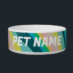 Green Pink Stripes Customized Dog Pet Water Food   Bowl<br><div class="desc">Add your pet's name,  your own text or leave it blank! Check my shop for more designs or let me know if you'd like something custom.</div>