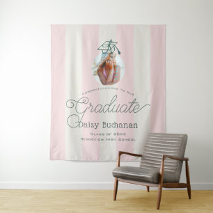 Green Pink Stripes Photo Graduation Backdrop Prop