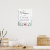 Green Pink Taco Bout A Baby Baby Shower Welcome Poster (Kitchen)