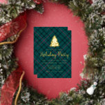Green &amp; Pink Tartan | Corporate Holiday Party Foil Invitation