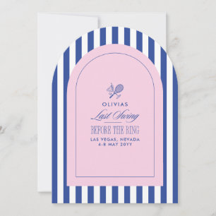 Green & pink tennis bachelorette itinerary invitat invitation