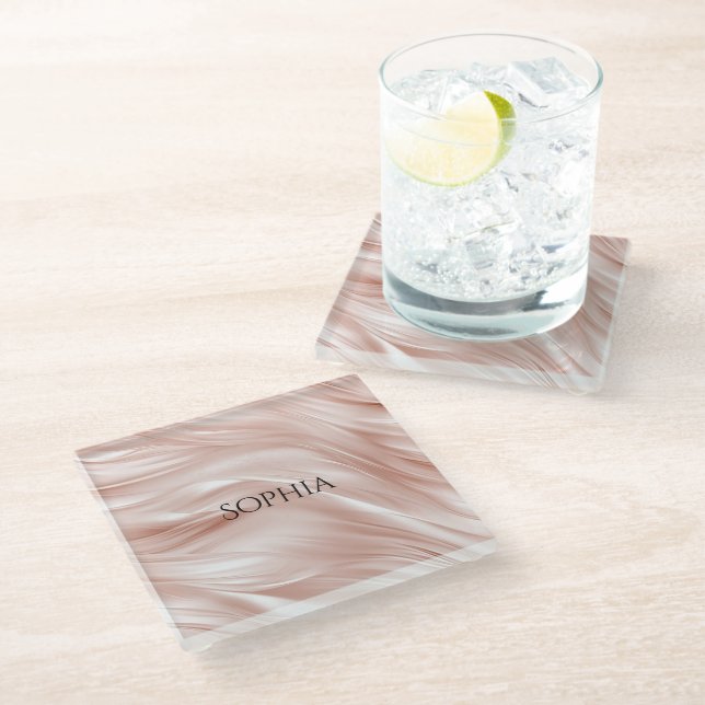Green Pink Tree Cloud Glass Coaster (Angled)