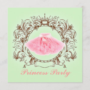 Green Pink Tutu Princess Birthday Party invitation