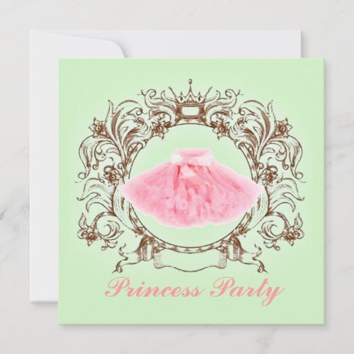 Green Pink Tutu Princess Birthday Party invitation