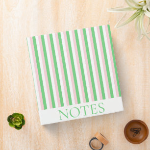 Green & Pink Vertical Stripe Elegant Minimalist 3 Ring Binder