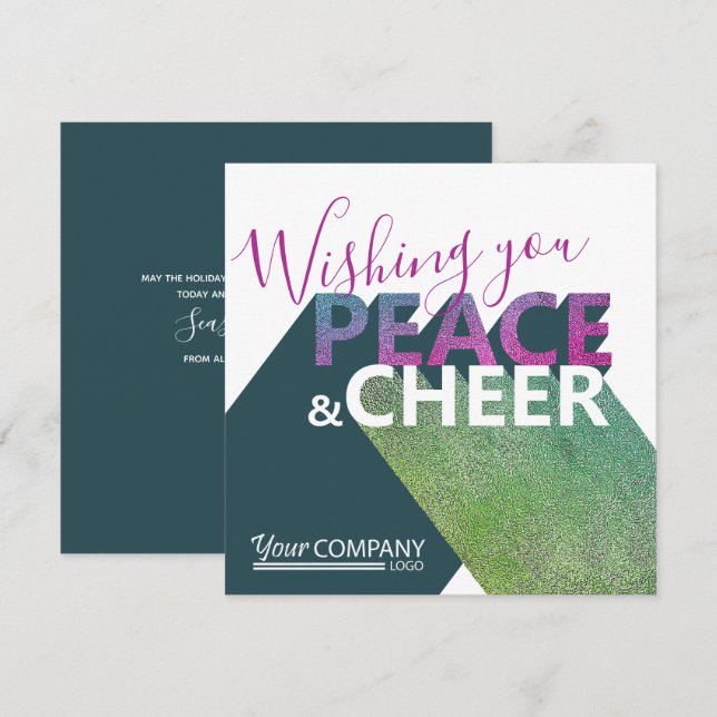 Green, Pink Violet Business Typography Holiday Invitation (Front/Back)