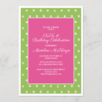 Green Pink w/ White Dots Birthday Party