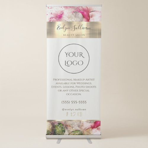 Green Pink Watercolor Retractable Banner