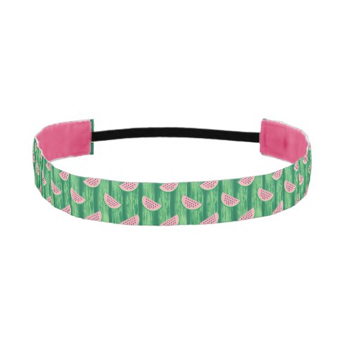 Green Pink Watermelon Slices Fun Summer Pattern Athletic Headband