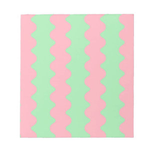 Green Pink Wavy Stripe Minimalist Modern Office Notepad