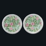 Green & Pink Wedding Pastel Floral Cufflinks<br><div class="desc">Beautiful light green and pale pink pastel peony & rose floral wedding invitations with abundant greenery are perfect as a vintage and classic look for Spring!.  Perfect for a floral theme or traditional white wedding in the Spring or Summer.</div>