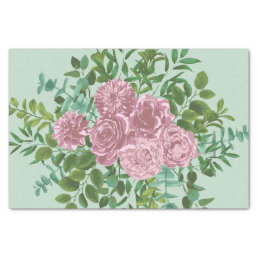 Green &amp; Pink Wedding Pastel Light Floral Tissue Paper