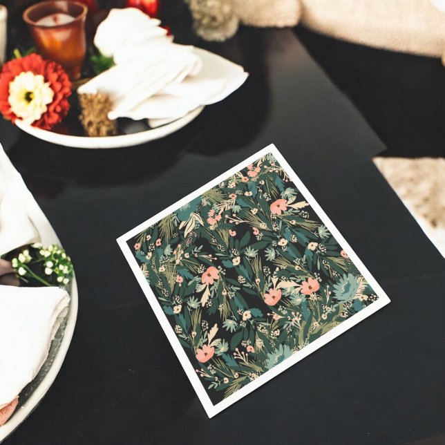 Green Pink Whimsical Floral Baby Shower Party Napkins (Green Pink Whimsical Floral Baby Shower Party Napkins)