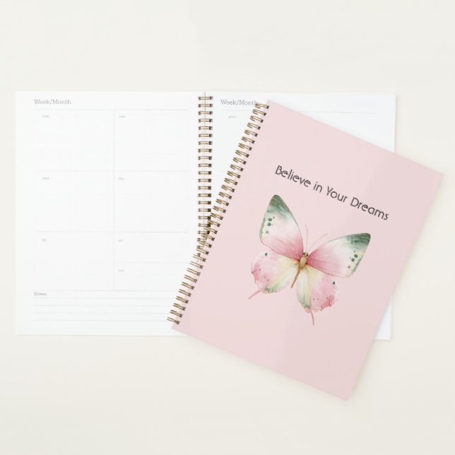 Green Pink White Mint Butterfly Planner (Display)