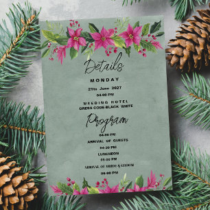 Green pink winter floral Christmas Details Program