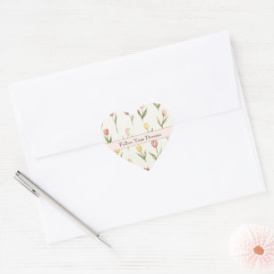 Green Pink Yellow Tulips Daffodils Flowers Dreams Heart Sticker
