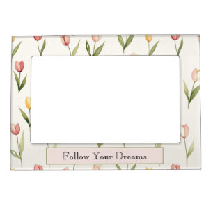 Green Pink Yellow Tulips Daffodils Flowers Dreams Magnetic Frame