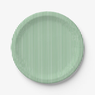 Green Pinstripe Paper Plates