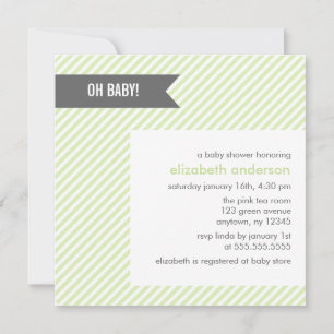 Green Pinstripes Baby Shower Invitation