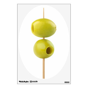Green pitted olives on a skewer wall sticker