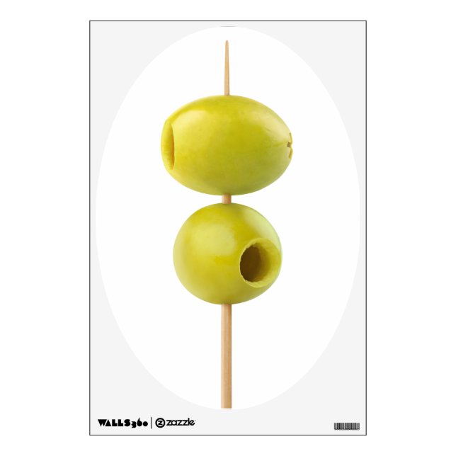 Green pitted olives on a skewer wall sticker (Front)