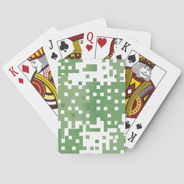 Green Pixel Pattern Poker Cards (Back)