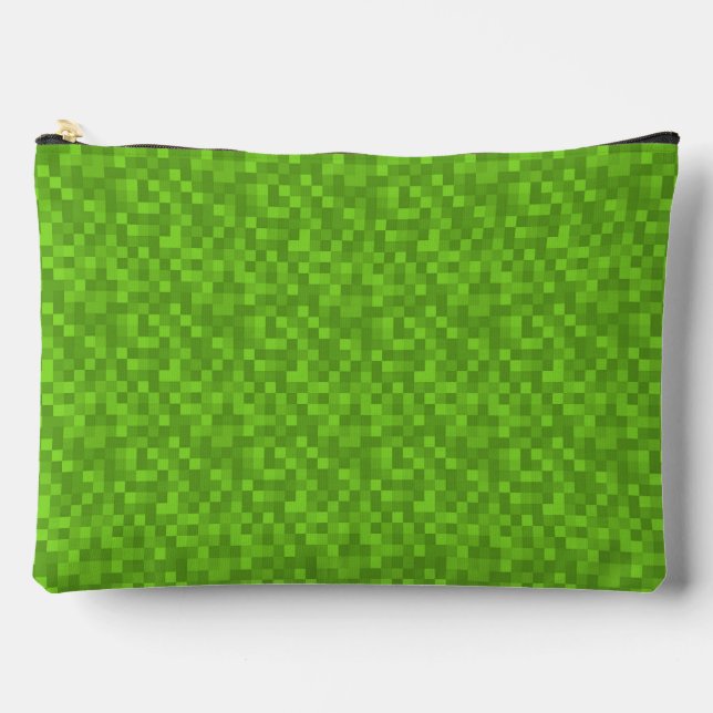 Green Pixel Pattern Retro 8-Bit Gaming Accessory Pouch (Front)