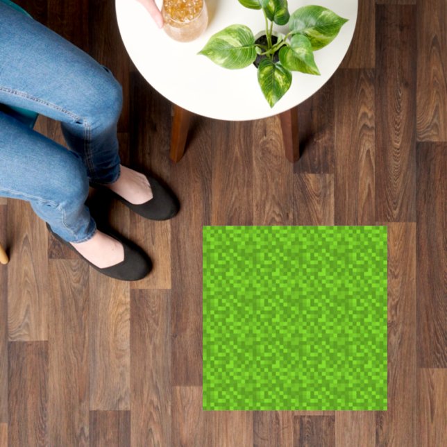 Green Pixel Pattern Retro 8-Bit Gaming Floor Decals (Floor)