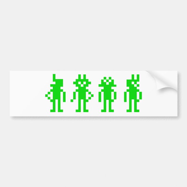 Green pixel robots bumper sticker (Front)