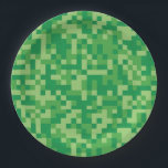 Green Pixelated Video Game Birthday Party Paper Plates<br><div class="desc">Green pixelated level Up video game birthday part party plates.</div>