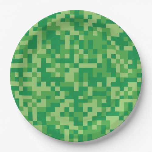 Green Pixelated Video Game Birthday Party Paper Plates