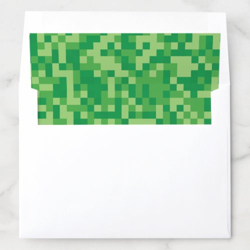 Green Pixelated Video Game Envelope Liner