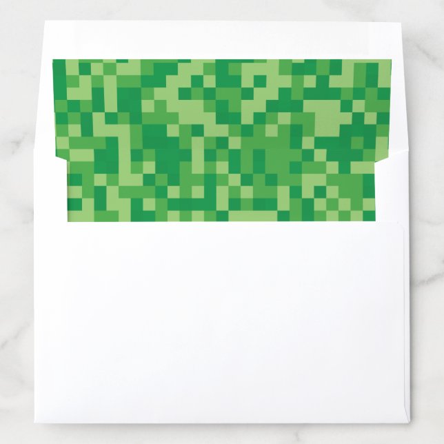 Green Pixelated Video Game Envelope Liner (In Envelope)