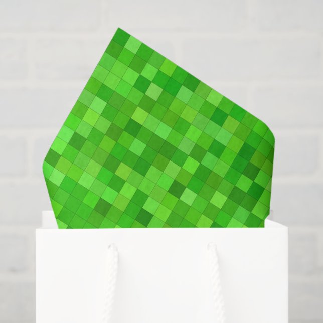 Green Pixels Decoupage Paper, Gaming Block Style Tissue Paper (Gift Bag)